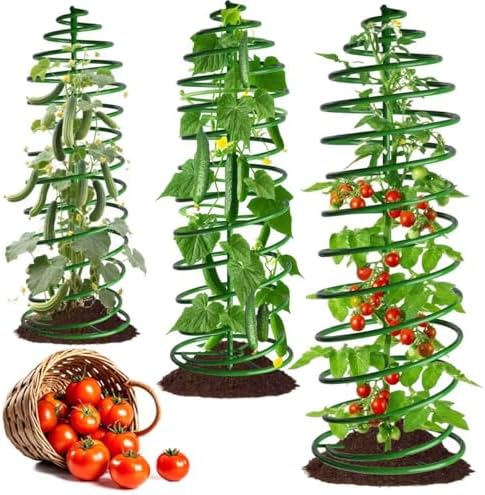 AMAGABELI Garden & Home 3 Pack Tomato Cages for Garden Plant Support 42" Stakes Metal Tower for Climbing Plants Vegetables Potted Plants Tomatoes Pea Bean Cucumber Flowers Outdoor