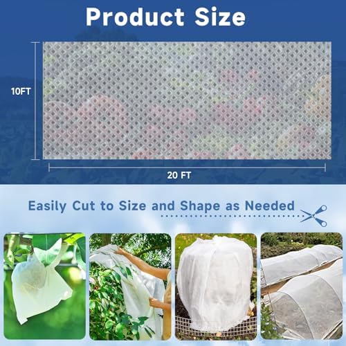 Plant Cover Freeze Protection, 10 Ft x 20 Ft Floating Row Cover