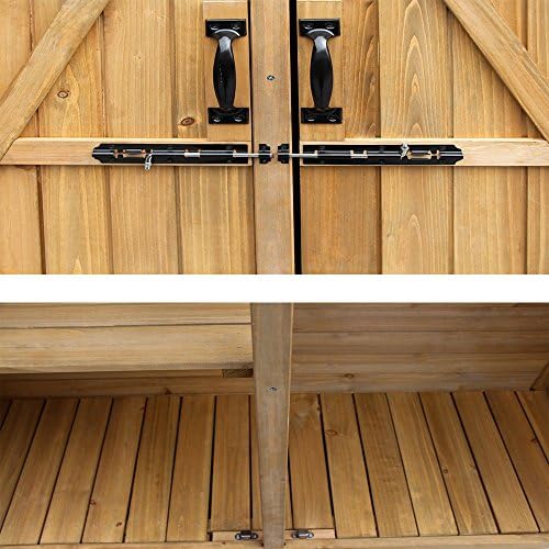Outvita Outdoor Storage Cabinet with Waterproof Roof for Yard, Natural