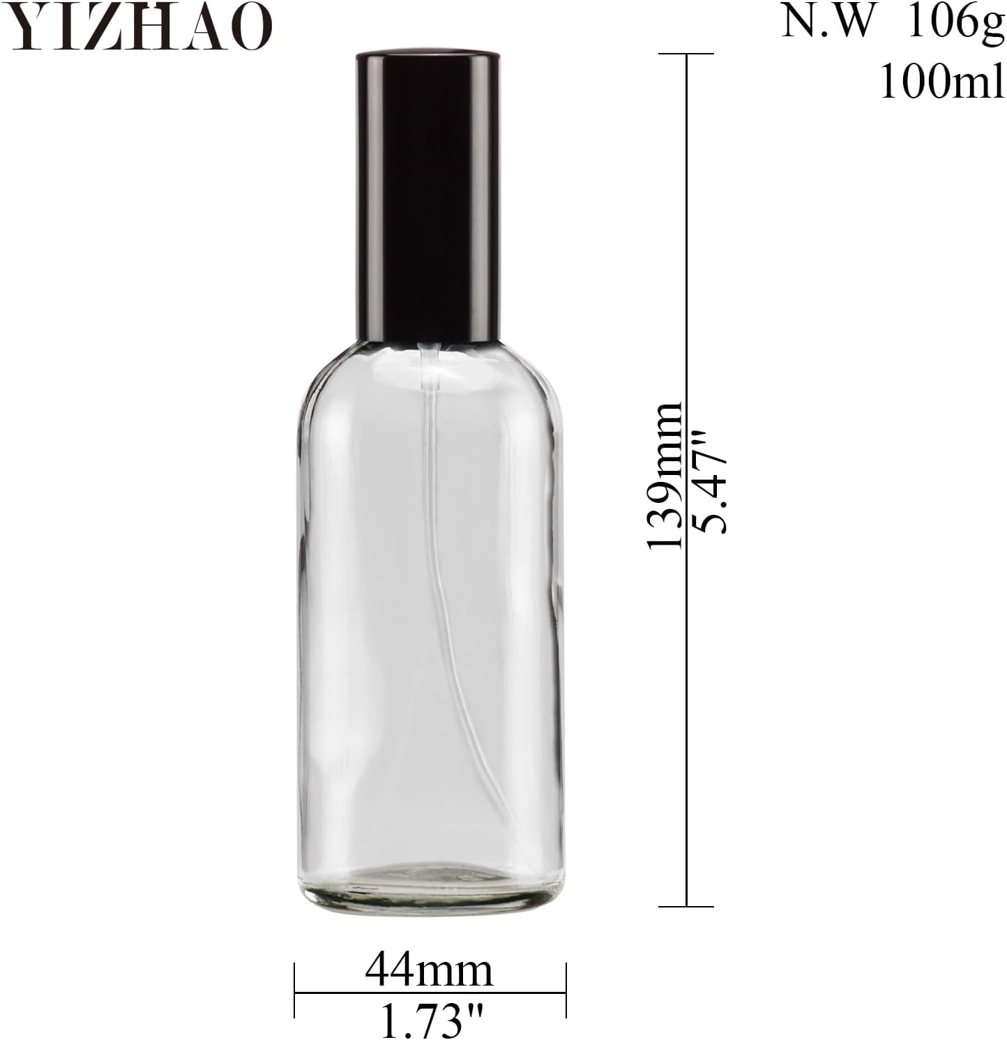 YIZHAO Clear Glass Spray Bottles 4oz, with Small Fine Mist Spray, Metal Cap, Refillable for Essential Oil,Travel,Cleaning,Perfume,Aromatherapy,Makeup – 9 Pcs