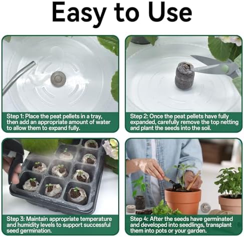 200 Pcs 30mm Peat Pellets Block Potting Soil for Gardenrs, Vegetables, Herb
