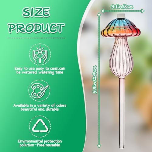 4 Pack Self Watering Globes for Plants Mushroom Glass Plant Watering Globes