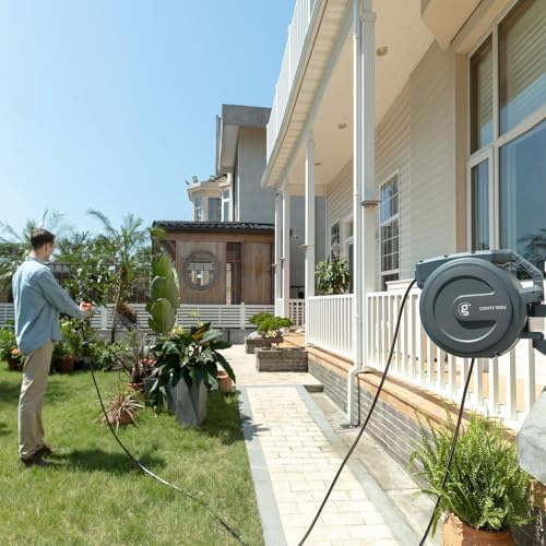 Giraffe Tools Retractable Garden Hose Reel Auto Rewind Wall Mount 5/8" 95FT
