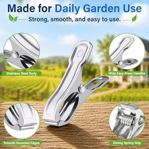 50 Pcs Garden Clamp, Stainless Steel Metal Clip for Garden Netting