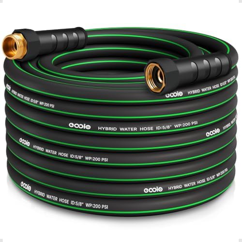 Heavy Duty Garden Hose 49ft, NON-EXPANDABLE Flexible Water Hose, Kink Resistant Lightweight Hybrid Hose, Leakproof Hose Male to Female Fittings
