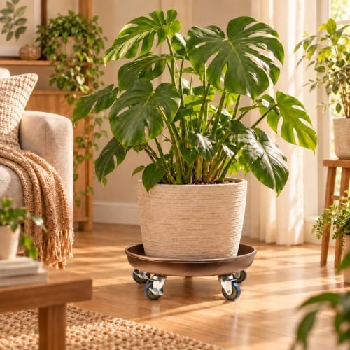 1 Pack 14.6 Inch Metal Plant Caddy, Copper