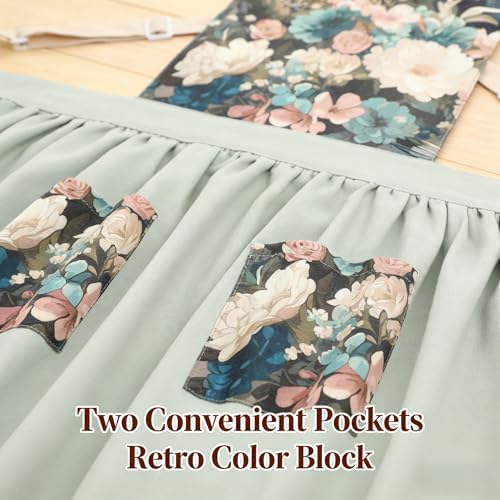Aprons for Women with Pockets, Vintage Pinafore Apron for Kitchen Gardening