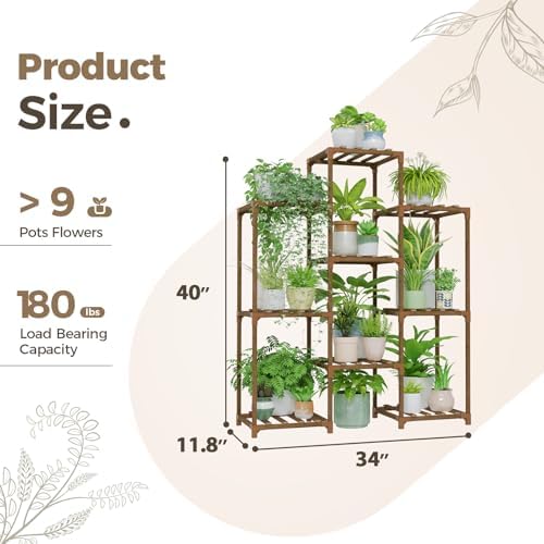 Bamworld Plant Stand Indoor Plants Shelf Outdoor Wood Plant Rack