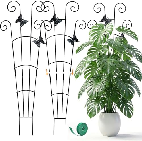 Monstera Plant Support - 32.6 Inch Tall Trellis with 2 Pack Plant Stakes for Your Large Climbing Monstera Deliciosa | Indoor Plant Climbing Frame for Potted Growth