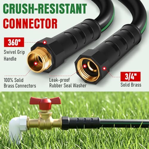 Heavy Duty Garden Hose 49ft, NON-EXPANDABLE Flexible Water Hose, Kink Resistant Lightweight Hybrid Hose, Leakproof Hose Male to Female Fittings