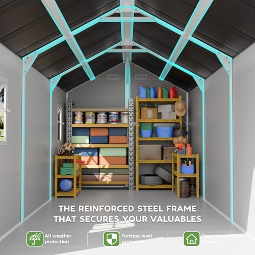 8x14 FT Deep Resin Plastic Outdoor Storage Shed Floor Included