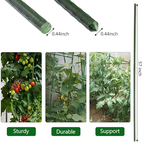 Garden Plant Stakes, 57 Inch (Approx 5Ft) Steel Tomato Stakes, 25 Pack