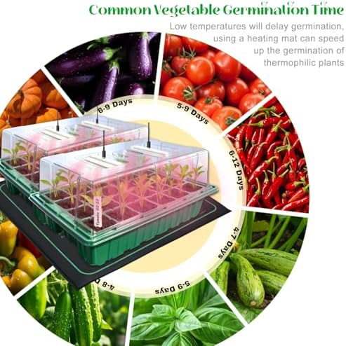 Seed Starter Trays with Grow Lights and Heat Mat, 2 Pack for Seed Starting