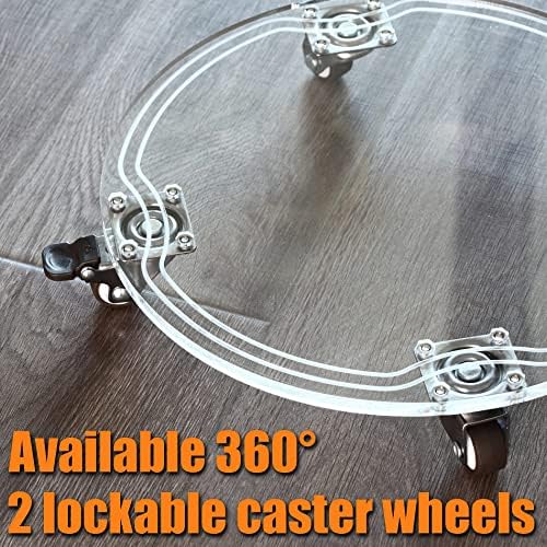 1PC Plant Caddy 10inch Acrylic Heavy Duty Round Plant Stand with 2 Roller Lockable Caster Wheels,Indoor Outdoor Holds Up 150 Lbs Patio/Flower Pot/Dolly,Transparent