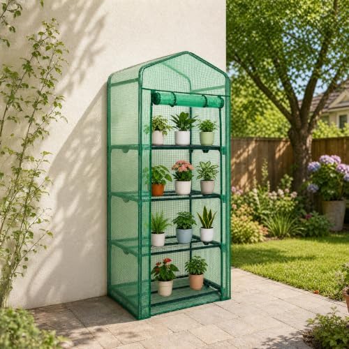 4-Tier Mini Greenhouse for Indoor and Outdoor Plants, 27x19x63 Inch