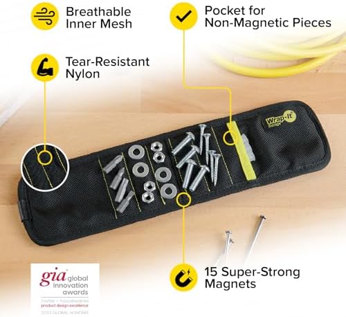 MagSnap Magnetic Wristband by Wrap-It Storage - Red