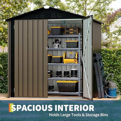 Garvee 6X4 FTOutdoor Storage Shed,130 Cu Ft Outdoor Tool Shed with Sloped Roof - Weather Resistant, Multi-Use Garden Shed for Bikes, Ladders & Seasonal Items