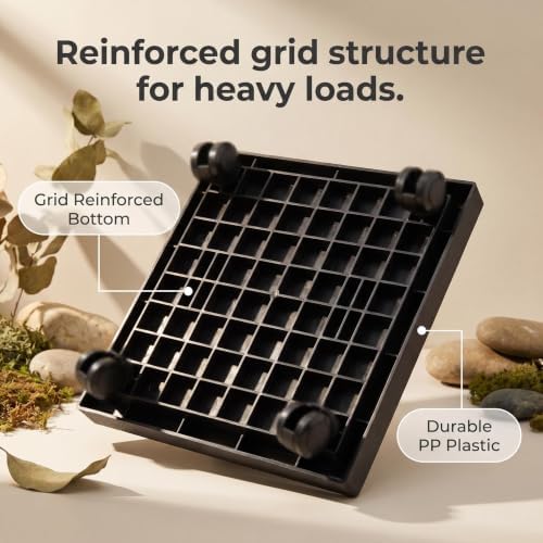 13 Inch Square Rolling Plant Caddy Saucer with Wheels, Heavy Duty Wheeled Planter Stand for Potted Plant, Coaster Roller Base Tray with Casters, Flower Pot Dolly Holder for Indoor Outdoor