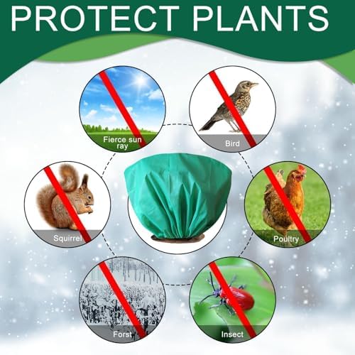 8 Pcs Plant Covers Frost Protection Bag 39.3"X19.6" Winter Reusable Plants Jacket with Drawstring Shrub Protection Wraps Bags Frost Blanket for Winter Outdoor Garden Plants