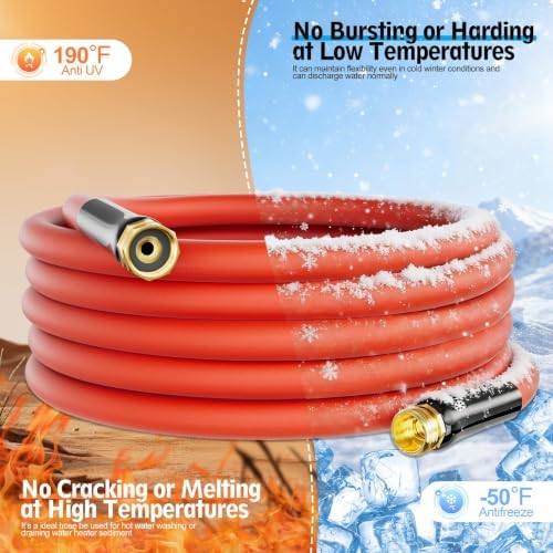 5/8" x 75FT Hot/Cold Rubber Garden Water Hose, -50℉ to 190℉