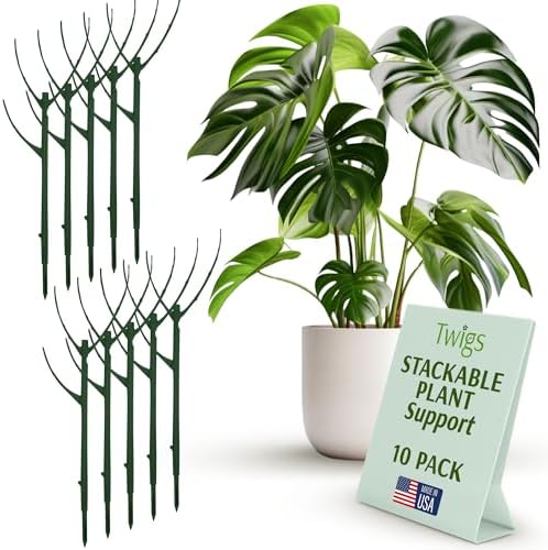 Stackable Monstera Plant Support Stakes, Monstera Dark Green, 10-Pack 17" L