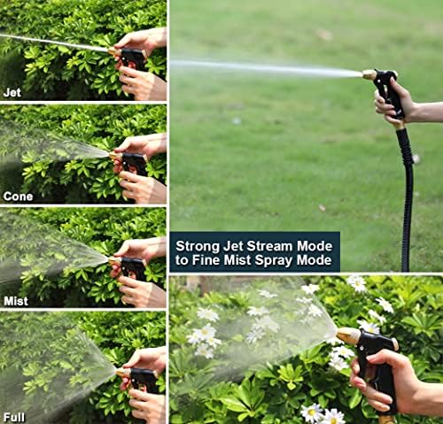 Garden Hose Nozzle, Heavy Duty Metal with Brass Nozzle, 4 Modes