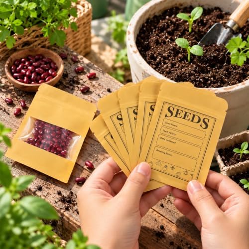 200pcs Seed Saving Envelopes with Clear Window, 2.36x3.54 Inch