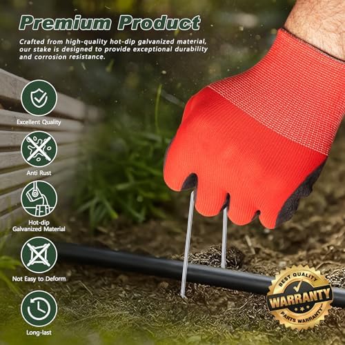 4 Inch Galvanized Landscape Staples, 12 Gauge Anti-Rust Garden Stakes, Weed Barrier Stakes 500 Pack