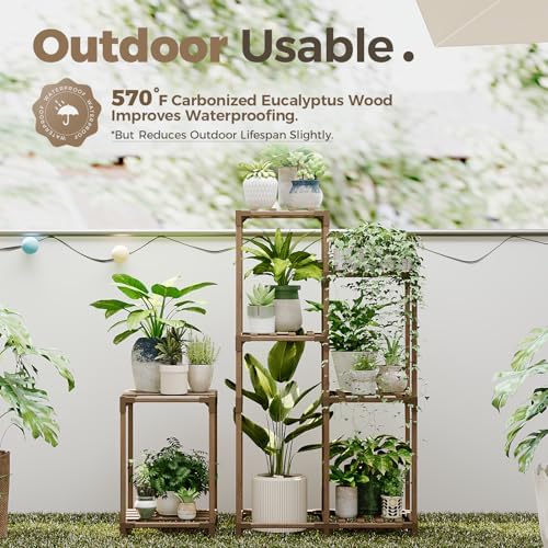 Bamworld Plant Stand Indoor Corner Plant Shelf Wood Plant Holder