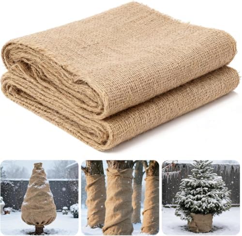 PJT 30FT x 40IN Natural Burlap Plant Covers for Winter Freeze Protection