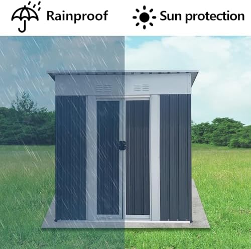 5 x 3 FT Outdoor Storage Shed, Metal Garden Shed with Aluminum Alloy Frame, Tool Shed Outdoor Storage with Lockable Sliding Doors & Vents, Small Storage House Waterproof for Backyard, Lawn, Gray