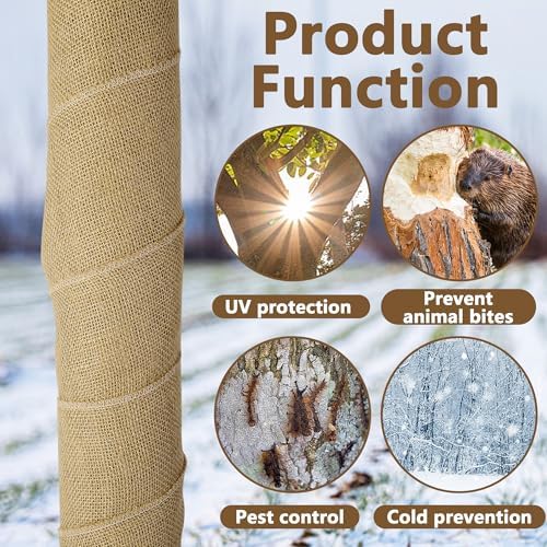 4 Roll 10''x10ft Natural Burlap Tree Wrap Rolls,Fabric Tree Trunk Protector