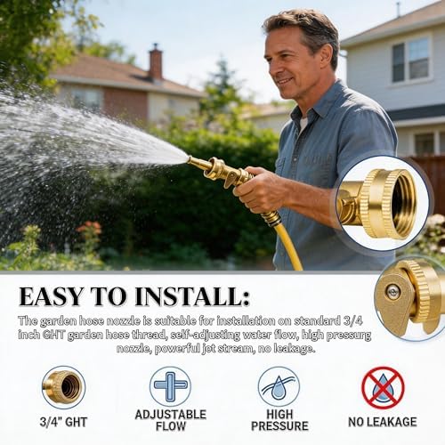 VANCOCO High-Pressure Hose Nozzles 2-Pack, Heavy Duty Brass 3/4" GHT