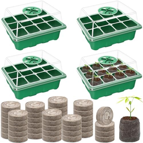 Seed Starter Tray with Peat Pellets, Green Seeding Starter Trays for Plants