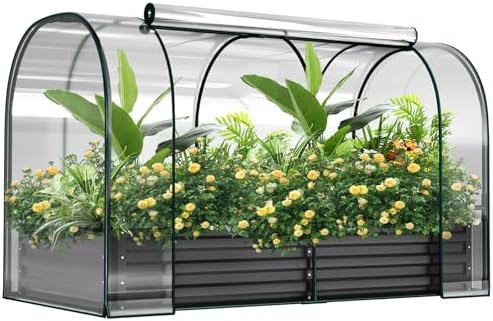 Raised Garden Bed with PVC Cover, Outdoor Mini Greenhouse