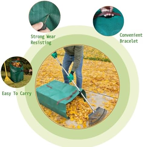 Reusable Lawn Bags,Collapsible Leaf Collector,72 Gallon Yard Waste Bags,Extra Large Leaf Dustpan Type Garden Bags For Leaves,Grass,Clippings,Debris