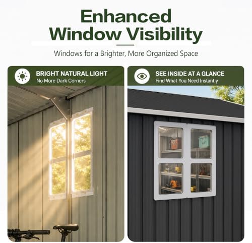 YOPTO 4x10 FT Lean to Shed W/Floor,Reversible Installation,Black