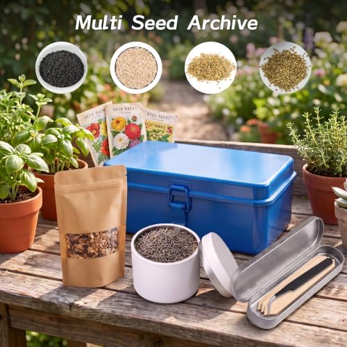Steel Seed Kit, Tins & Pouches, Light & Moisture Guard, Long-Term Multi-Use