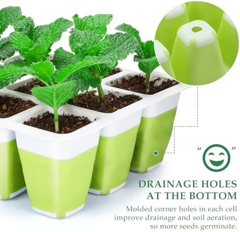 10pcs Reusable Seed Starter Tray, 120 Cells Seed Starter Kit, Silicone Seedling Starter Trays for Starting Plant Seeds with Flexible pop-Out Cells, Indoor Gardening Plant Germination Trays
