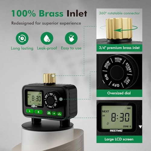 RESTMO 2-Zone Programmable Sprinkler Timer for Outdoor Hose Faucet 2 Pack