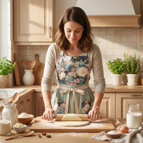 Aprons for Women with Pockets, Vintage Pinafore Apron for Kitchen Gardening
