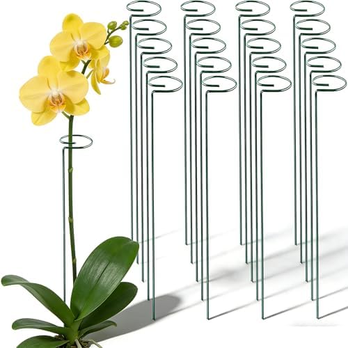 20 Pieces 24 inch Green Single Stem Plant Stakes Flower Support Rings,Gardening Planter Cages for Single Stem Flowers, Amaryllis, Peony, Lily,Narcissus
