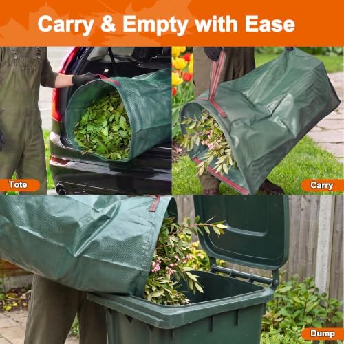 KENDO 72 Gal Leaf Bag w/Gloves,2 PCS Dustpan-Style Collapsible Yard Waste Bag, Lawn & Leaf Bag 1Pack,Heavy-Duty Leaf Pickup Tool for Leaves, Grass Clippings, Debris, Lawn Trash,Yard & camping Cleanup