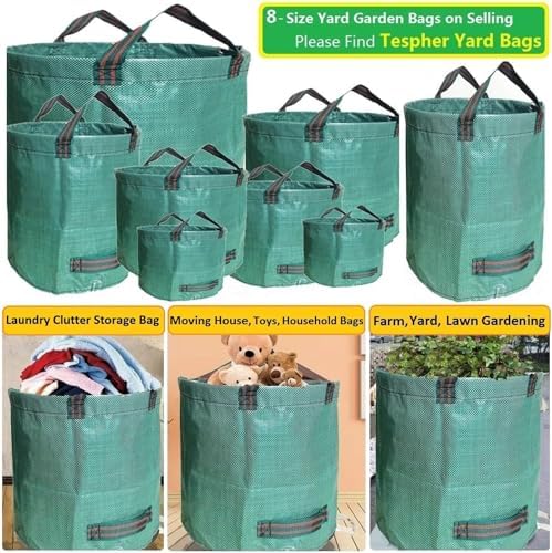 Professional 3-Pack 106 Gallon Large Lawn Garden Bags (D31,H31 inch) Reusable Big Yard Waste Bags with Gardening Gloves for Leaf Bag,Yard Debris,Garden Pruning,Lawn Clippings Bag,Weeds Bag 4 Handles