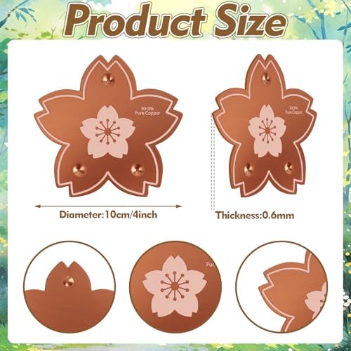 2 Pcs Copper Bird Bath Disc, Solid Copper Disk for Bird Bath, Flower-Shaped Bird Bath Copper Disk, Natural Water Purifier for Outside Bird Bath All-Season, Backyard Garden Decor