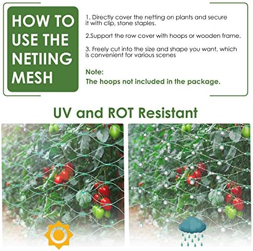 Ruolan Bird Netting for Garden Protect Vegetable Plants and Fruit Trees13X82Ft,Plastic Trellis Netting for Birds, Deer,Squirrels and Other Animals