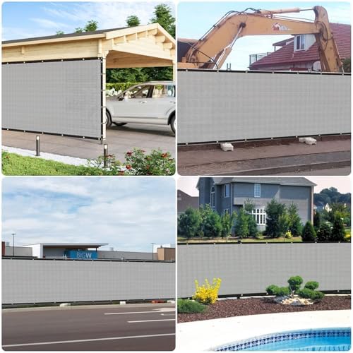 E&K Sunrise 6' x 35' Privacy Fence Screen with Grommets, Outdoor Windscreen Fence Covering Privacy Screen UV Blockage for Backyard Garden Patio, Zip Ties Included (Gray)