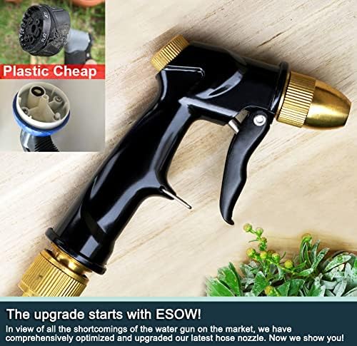 Garden Hose Nozzle, Heavy Duty Metal with Brass Nozzle, 4 Modes