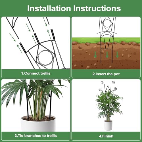 Yhtpouqe Indoor Plant Trellis for Climbing Plants 2 Pack Small Garden Metal Support for Potted Plants Flowers Houseplants for Outdoor