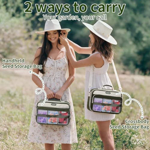 Seed Storage Organizer for Gardeners, Front Pocket for Quick Seed Access, 3-Ring Binder with 30 Pages (Holds 120 Packs) + 20 Refillable Envelopes, Seed Packets for Gardening Tools, （Green）